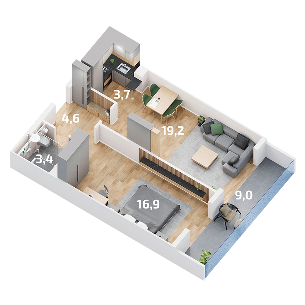 B-73 1 Bedroom