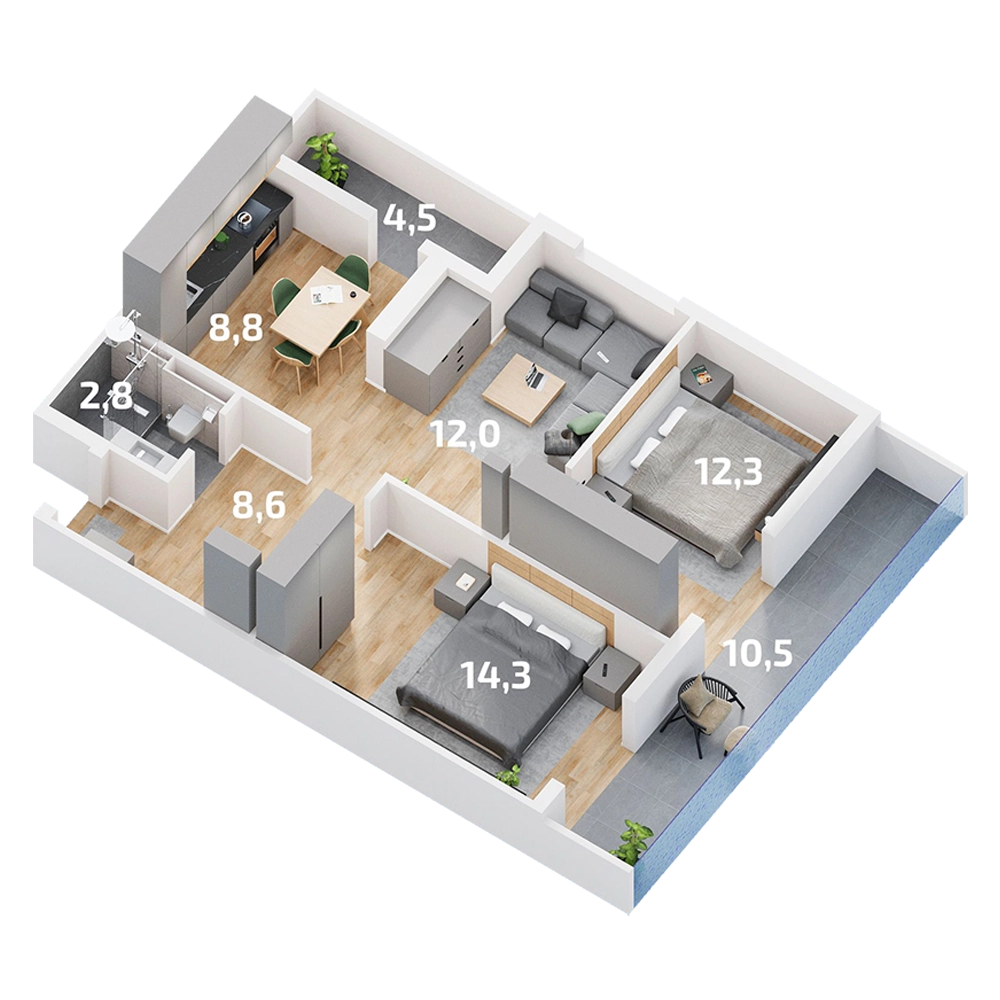 B-80 2 Bedroom